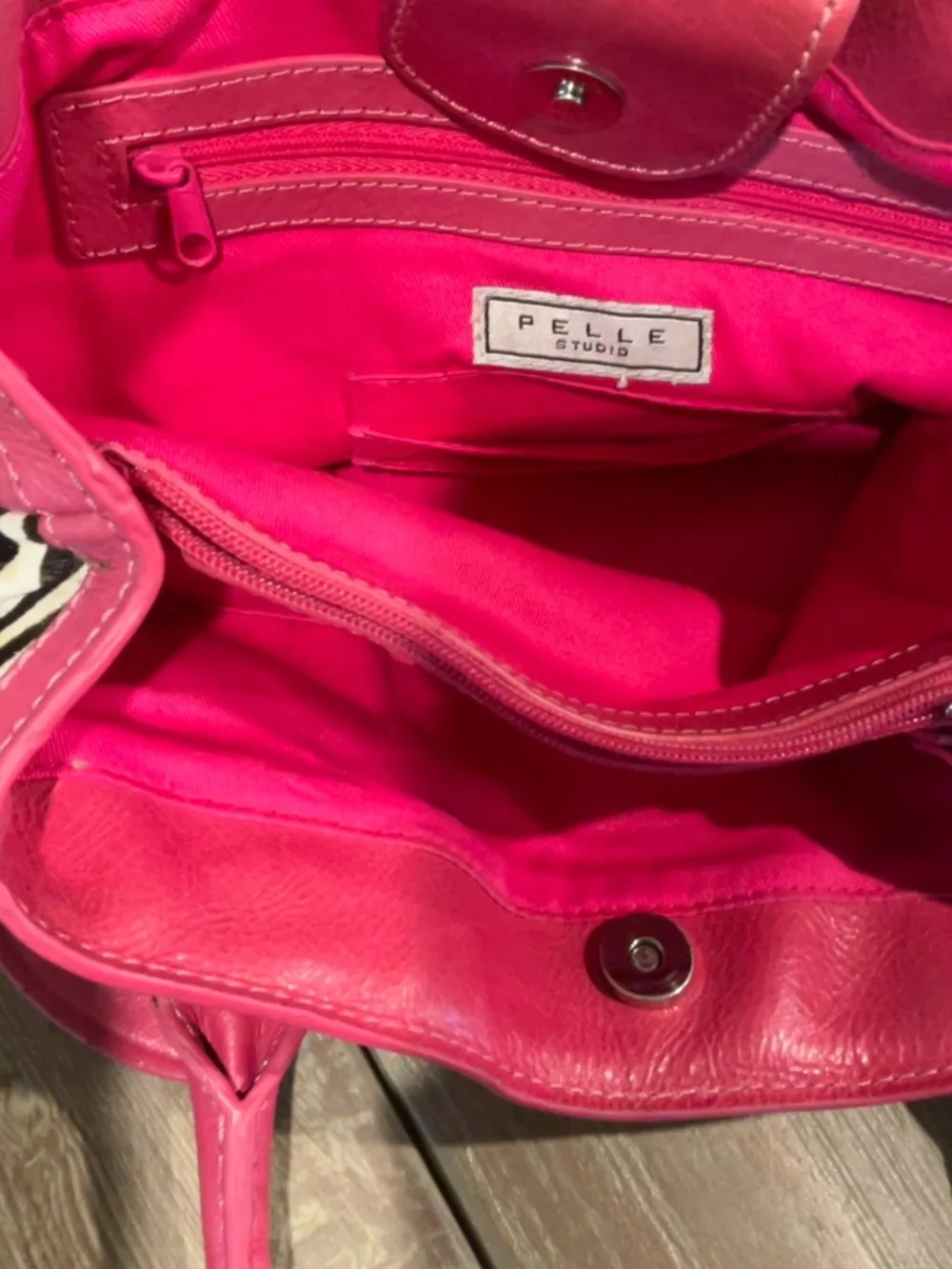 Stunning Pelle Studio Pink Leather & Zebra Calf Hide Purse. EUC